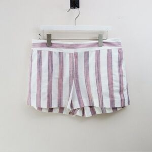 LOFT Striped Classic Short 100% Cotton Pink and White 4" Inseam (10) NWOT!
